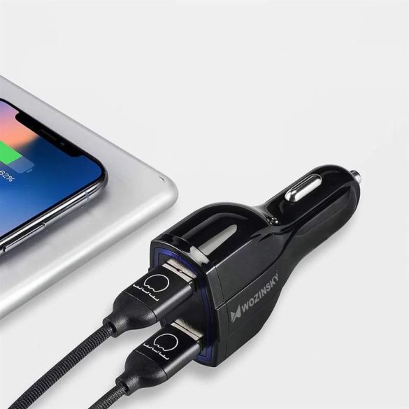 Wozinsky WCC-01 autós töltő 2xUSB-A és 1xUSB-C csatlakozóval