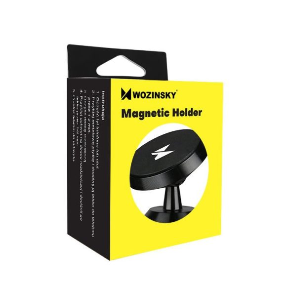 Wozinsky öntapadós mágneses autós telefon tartó, fekete (WMH-05) (367)