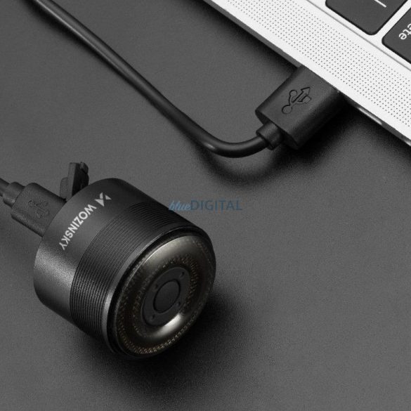 Wozinsky LED hátsó kerékpárvilágítás mikro USB piros fény 5 üzemmód fekete (WRBLB2)