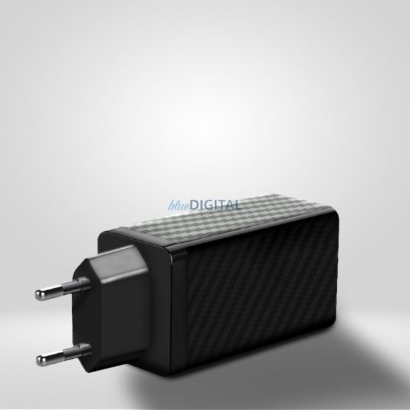 Wozinsky WWCG01 hálózati töltő 1xUSB-A és 1xUSB-C csatlakozóval 65W GaN fekete