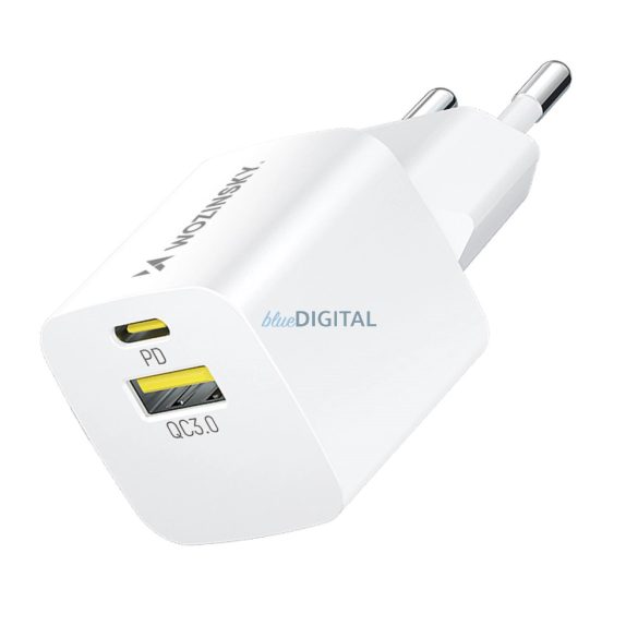 Wozinsky WWCEAC hálózati töltő 1xUSB-A és 1xUSB-C csatlakozásasl GaN 33W - fehér