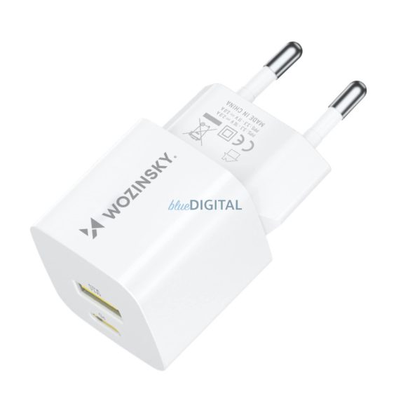 Wozinsky WWCEAC hálózati töltő 1xUSB-A és 1xUSB-C csatlakozásasl GaN 33W - fehér