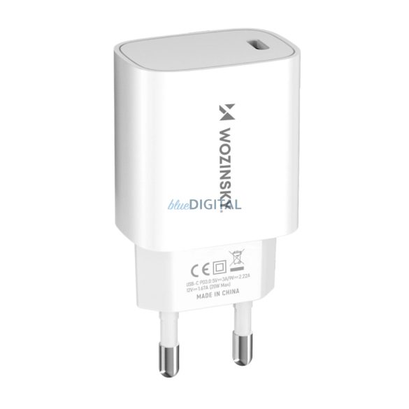 Wozinsky WGWCCW hálózati töltő 1xUSB-C csatlakozással 20W - fehér