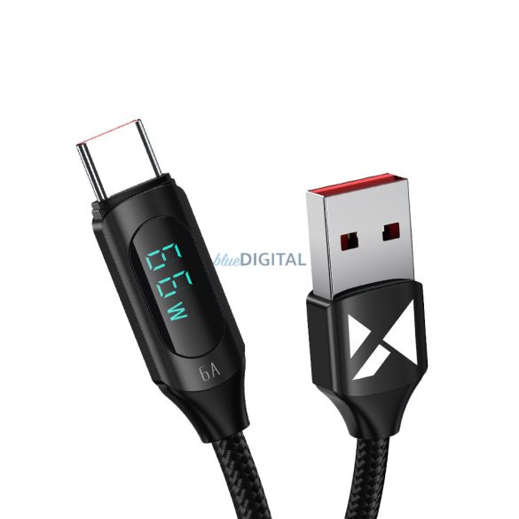 Wozinsky WUACC1 USB A - USB C kábel kijelző 66W 6A 1m - Fekete
