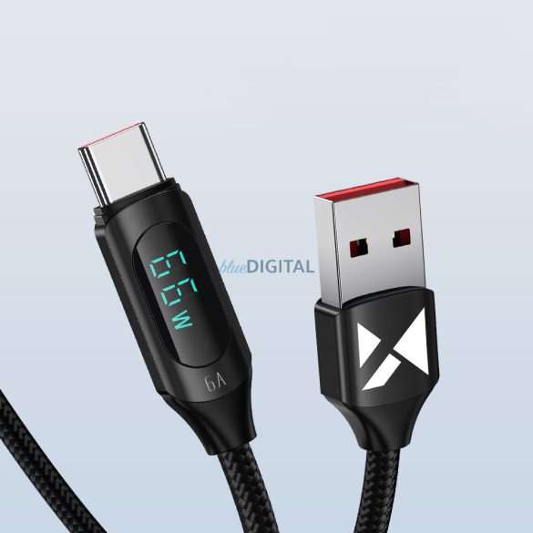 Wozinsky WUACC1 USB A - USB C kábel kijelző 66W 6A 1m - Fekete