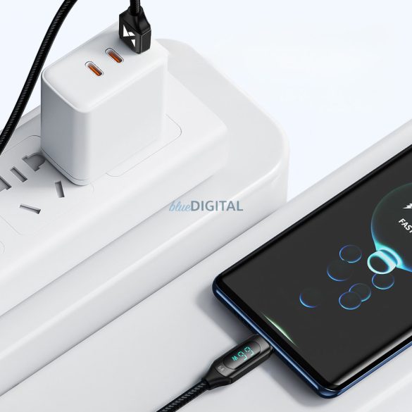 Wozinsky WUACC1 USB A - USB C kábel kijelző 66W 6A 1m - Fekete