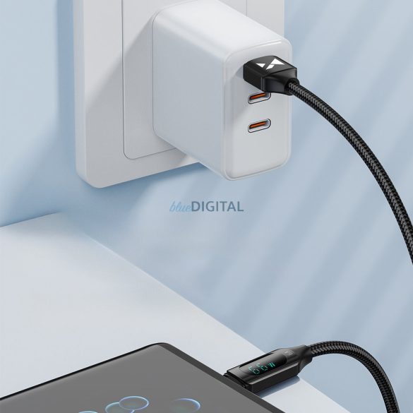 Wozinsky WUACC1 USB A - USB C kábel kijelző 66W 6A 1m - Fekete