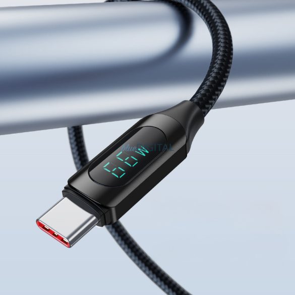 Wozinsky WUACC1 USB A - USB C kábel kijelző 66W 6A 1m - Fekete