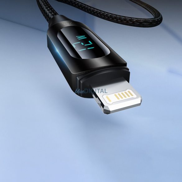 USB-A kábel - Lightning Wozinsky WUALC1 LED kijelző 2.4A 1m - Fekete