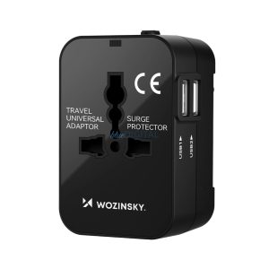 Wozinsky WUTWC univerzális utazó adapter EU / US / AUS / UK / 2x USB-A - fekete