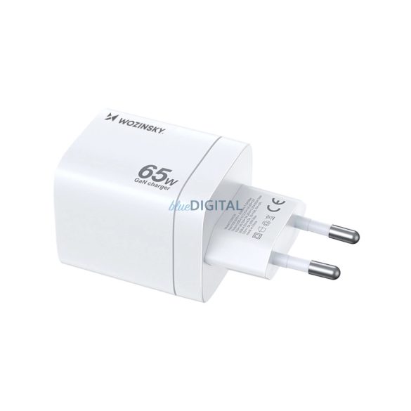 Wozinsky CGWCW hálózati töltő 1xUSB-A és 2xUSB-C csatlakozással 65W GaN - fehér