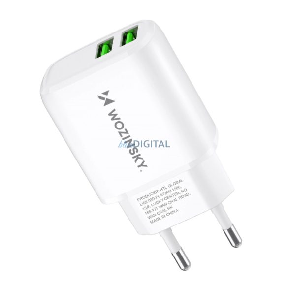 Wozinsky CUWCW hálózati töltő 2xUSB-A csatlakozással 2.4A 30W - fehér