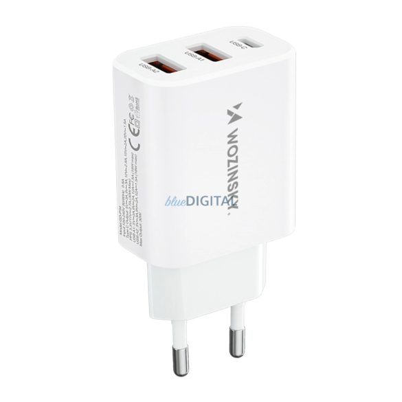 Wozinsky CWCUCW hálózati töltő 2xUSB-A és 1xUSB-C csatlakozással 30W - fehér