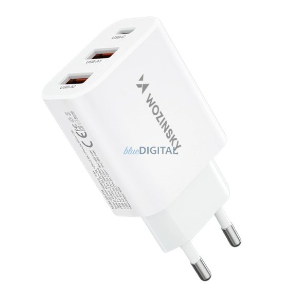 Wozinsky CWCUCW hálózati töltő 2xUSB-A és 1xUSB-C csatlakozással 30W - fehér