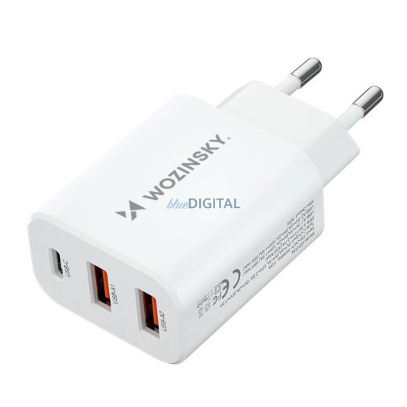 Wozinsky CWCUCW hálózati töltő 2xUSB-A és 1xUSB-C csatlakozással 30W - fehér