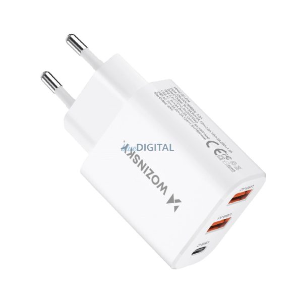 Wozinsky CWCUCW hálózati töltő 2xUSB-A és 1xUSB-C csatlakozással 30W - fehér