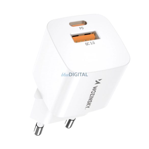 Wozinsky CMWCW hálózati töltő 1xUSB-A és 1xUSB-C csatakozással 20W - fehér