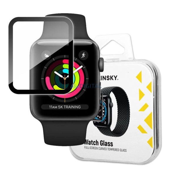 Wozinsky hibrid üveg Apple Watch 3 42mm / Watch 2 42mm / Watch 1 42mm - fekete kerettel
