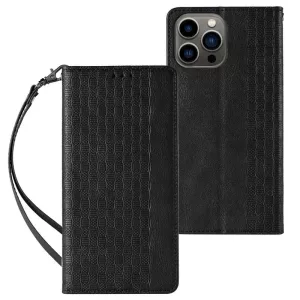Magnet Strap könyvtok csuklópánttal iPhone 14 Pro Max - fekete