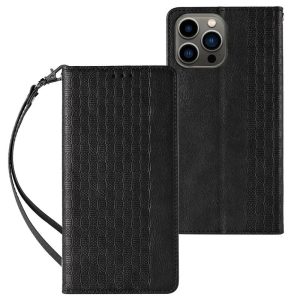 Magnet Strap könyvtok csuklópánttal iPhone 14 Plus - fekete