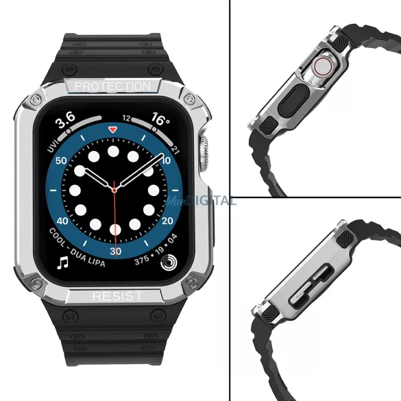 Protect Strap szíj Apple Watch 38/40/41mm - Fekete, Ezüst