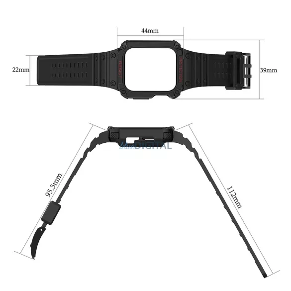 Protect Strap szíj Apple Watch 38/40/41mm - Fekete, Piros
