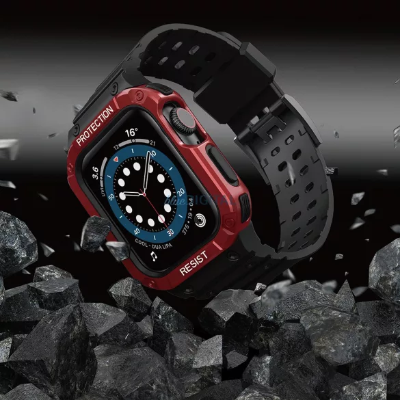 Protect Strap szíj Apple Watch 38/40/41mm - Fekete, Piros