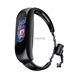   Fém karkötő Xiaomi Mi Band 3 / 4 / 5 / 6 szíjhoz - fekete