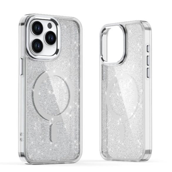 Glitter MagSafe tok iPhone 16 - fehér csillogós