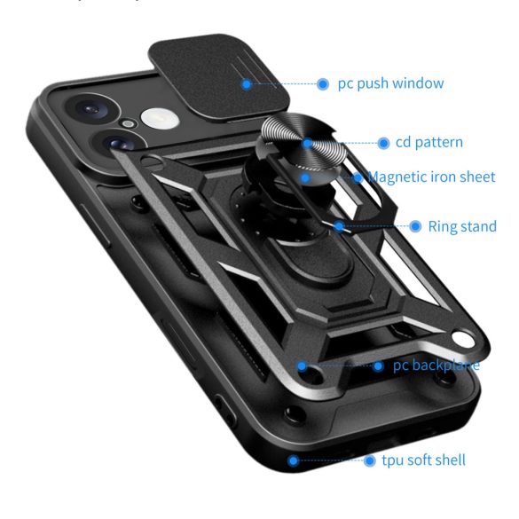 Hybrid Armor Camshield tok iPhone 16 - fekete