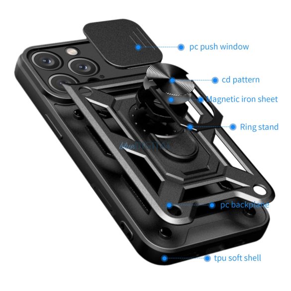 Hybrid Armor Camshield tok iPhone 16 Pro - fekete