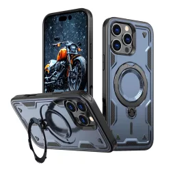   Hybrid Armor Trendy MagSafe-kompatibilis tok iPhone 16 Pro Max - kék