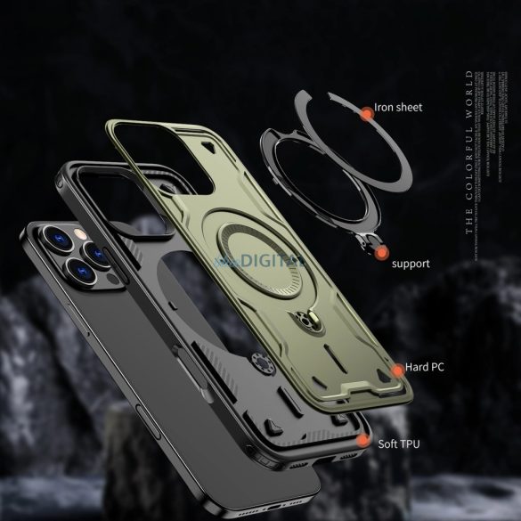 Hybrid Armor Trendy MagSafe-kompatibilis tok iPhone 16 Pro - zöld