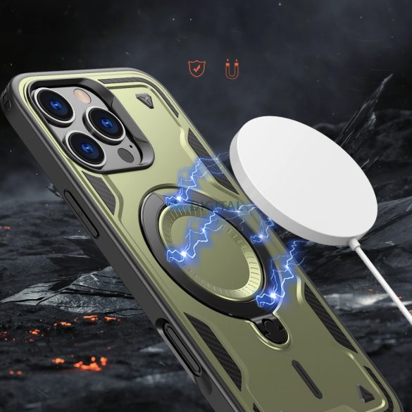 Hybrid Armor Trendy MagSafe-kompatibilis tok iPhone 16 Pro - zöld