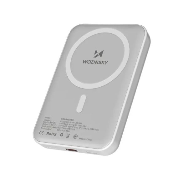 Wozinsky WRW349YWS MagSafe-kompatibilis powerbank 10000mAh - fehér