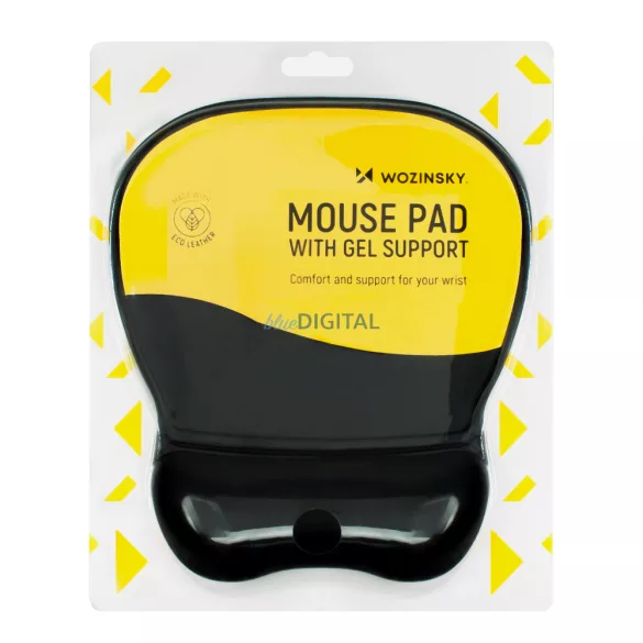 Ergonomikus egérpad és csuklótámasz gél Eco bőr nagyméretű csúszásgátló - Fekete