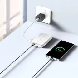   Wozinsky WLWP-10KA0Y3WS powerbank 1xUSB-A és 1xUSB-C csatlakozással kitámasztóval 10000mAh 22.5W PD Qi2 - fehér