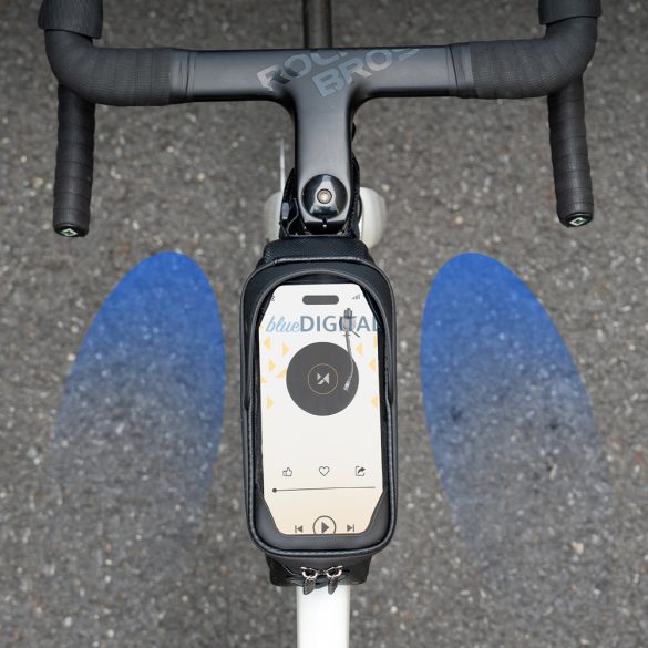 Wozinsky kerékpártáska vázra, páncélozott, telefonzsebbel, 1,7 l - fekete