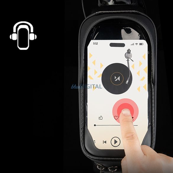 Wozinsky kerékpártáska vázra, páncélozott, telefonzsebbel, 1,7 l - fekete