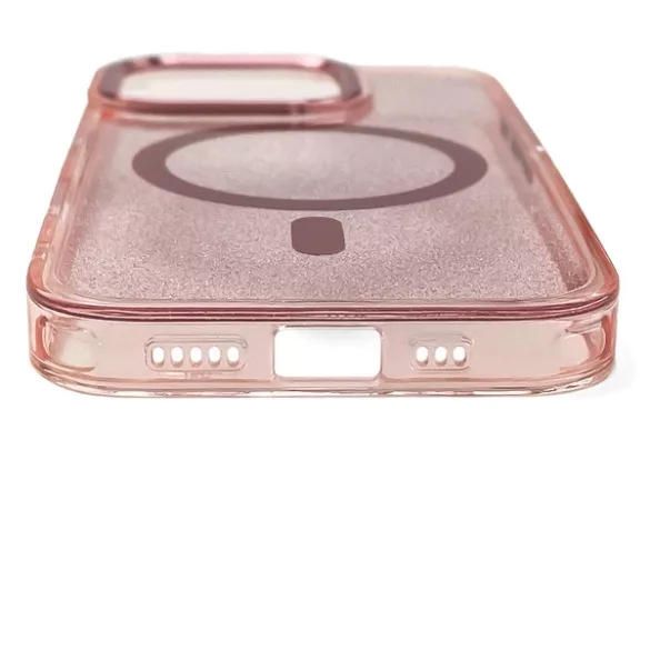 Glitter MagSafe-kompatibilis tok iPhone 16e - rózsaszín