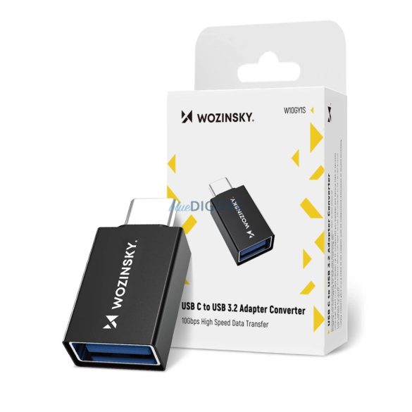 Wozinsky W10GY1S USB-C - USB-A 3.2 10Gb/s adapter - Fekete