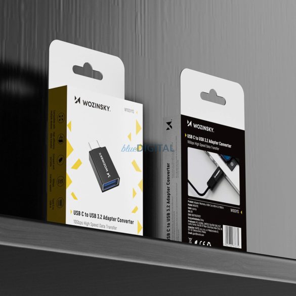 Wozinsky W10GY1S USB-C - USB-A 3.2 10Gb/s adapter - Fekete