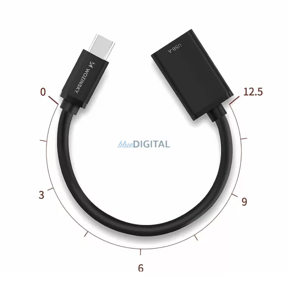 Wozinsky WOTGY1S USB-C 3.0 (férfi) - USB-A 3.0 (női) OTG adapter - Fekete
