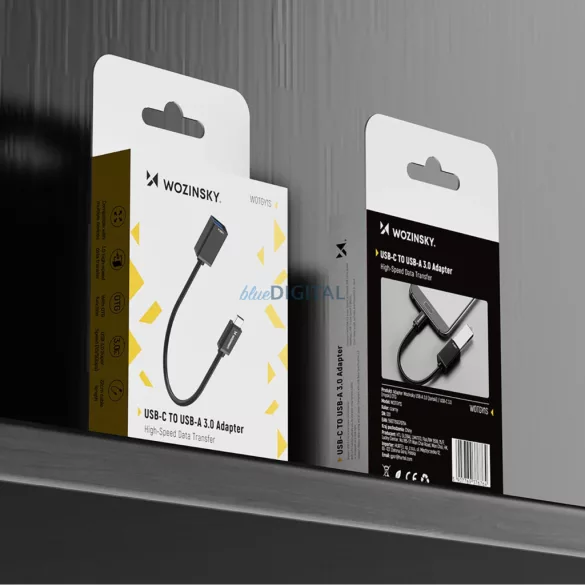 Wozinsky WOTGY1S USB-C 3.0 (férfi) - USB-A 3.0 (női) OTG adapter - Fekete