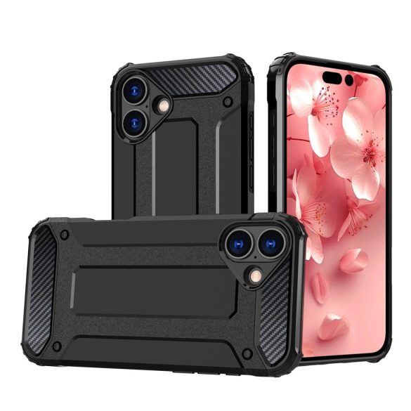 Hybrid Armor tok iPhone 16e - fekete