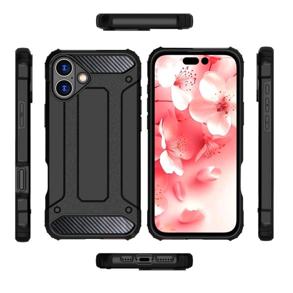 Hybrid Armor tok iPhone 16e - fekete