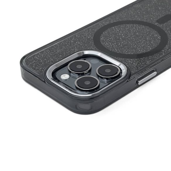 Csillám tok MagSafe kompatibilis iPhone 17 készülékhez - Fekete