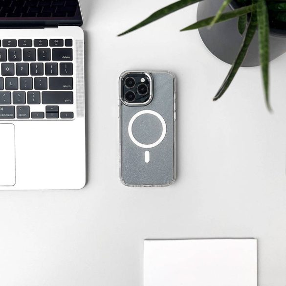 Glitter tok MagSafe kompatibilis iPhone 17 készülékhez - félig átlátszó