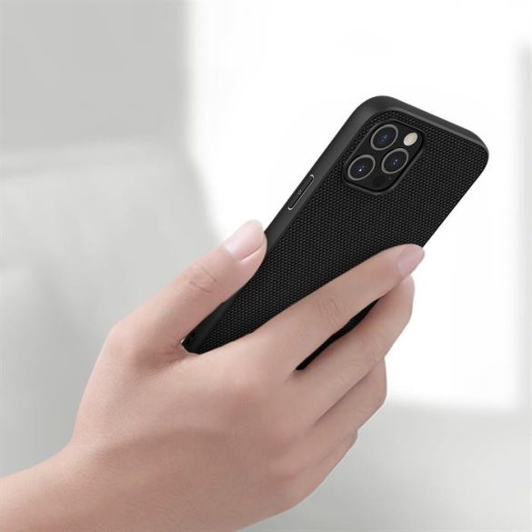Nillkin textúrájú tok masszív telefontok gél tok és nylon hátán iPhone 12 Pro Max fekete