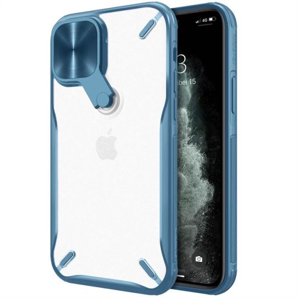 Nillkin Cyclops tok tartós telefontok kameravédős telefontok és összecsukható kitámasztóval iPhone 13 Pro Max kék